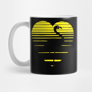 Flamingo lady love silhouette, sunset heart. Flamingo lover gift Mug